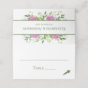 Pink Hydrangea Wedding Place Card