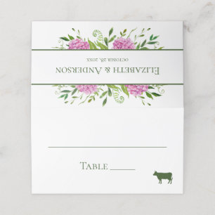 Pink Hydrangea Wedding Place Card