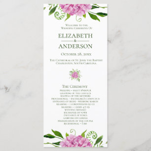 Pink Hydrangea Wedding Program