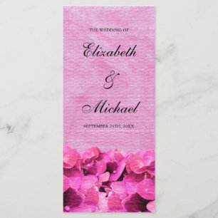 Pink Hydrangea Wedding Program
