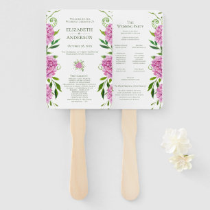 Pink Hydrangea Wedding Program Hand Fan