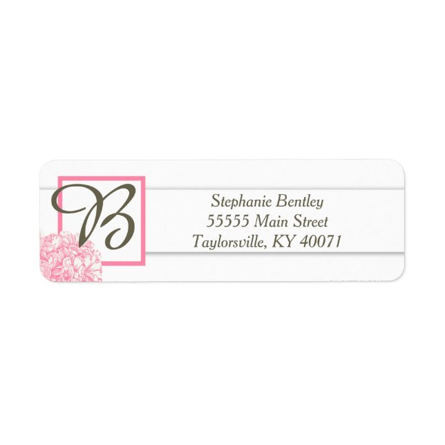 Pink Hydrangea Wedding Return Address Label (Front)