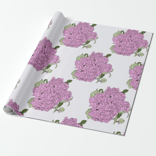 Pink hydrangea  wrapping paper (Unrolled)