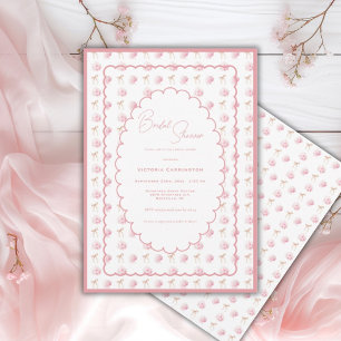 Pink Hydrangeas and Ribbons Elegant Bridal Shower Invitation