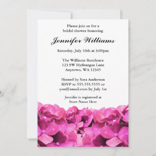 Pink Hydrangeas Bridal Shower Invitation