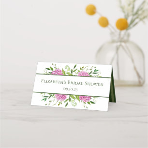 Pink Hydrangeas Bridal Shower  Place Card