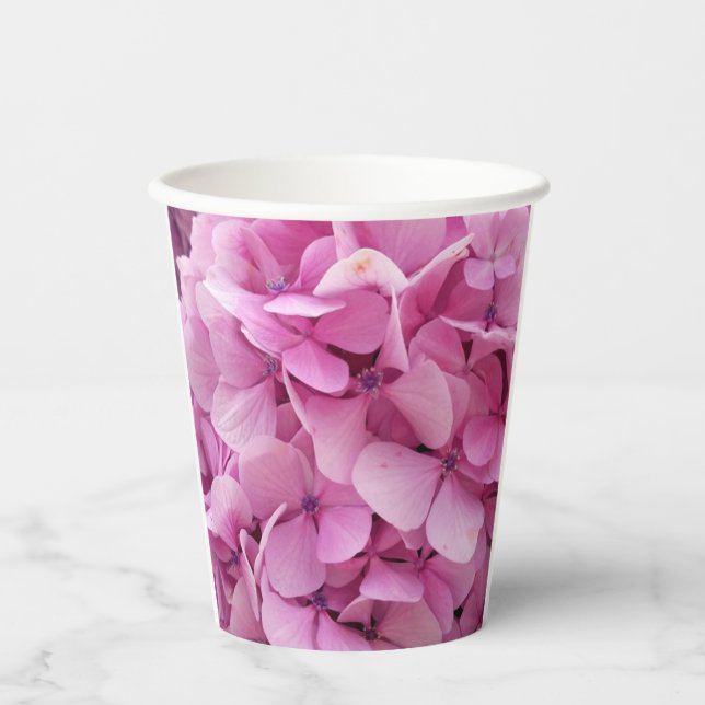 Pink Hydrangeas flower photography Paper Cups (Front)