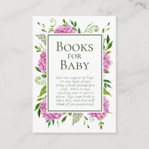 Pink Hydrangeas Girl Baby Shower Books for Baby Enclosure Card