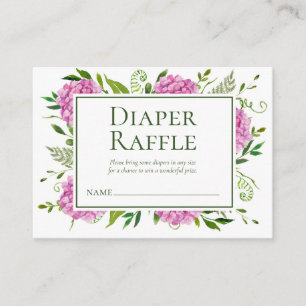 Pink Hydrangeas Girl Baby Shower Diaper Raffle Enclosure Card