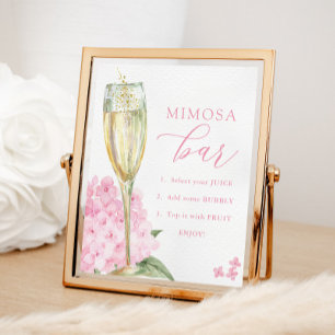 Pink Hydrangeas & Gold Glass Mimosa Bar Poster