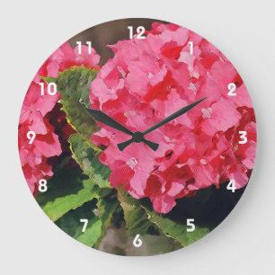 Pink Hydrangeas Large Clock