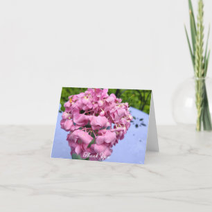 Pink Hydrangeas On A Table Thank You Card