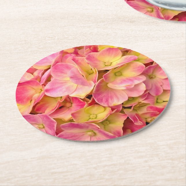 Pink Hydrangeas-PAPER PARTY COASTERS (Angled)