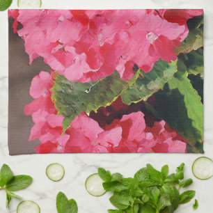 Pink Hydrangeas Tea Towel