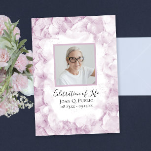 Pink Hydrangeas Watercolor Celebration of Life Inv Invitation