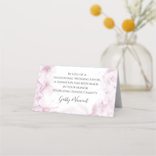 Pink Hydrangeas Watercolor Wedding Charity Favours Place Card
