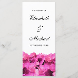 Pink Hydrangeas Wedding Program