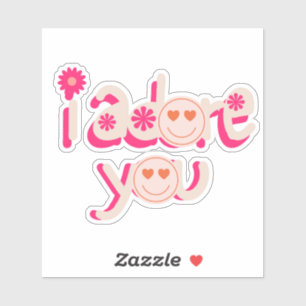 Pink "i adore you" Smiley Sticker