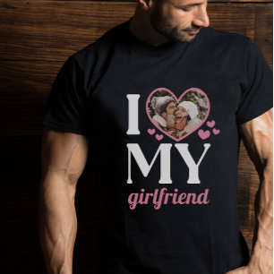 Pink I Heart My Girlfriend Add Your Photo T-Shirt