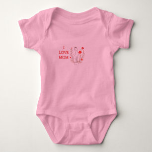 Pink I Love Mum Baby Jersey Bodysuit