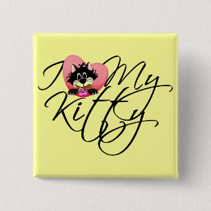 Pink I Love My Kitty Tshirts and Gifts 15 Cm Square Badge