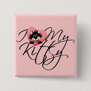Pink I Love My Kitty Tshirts and Gifts 15 Cm Square Badge
