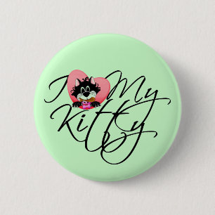 Pink I Love My Kitty Tshirts and Gifts 6 Cm Round Badge