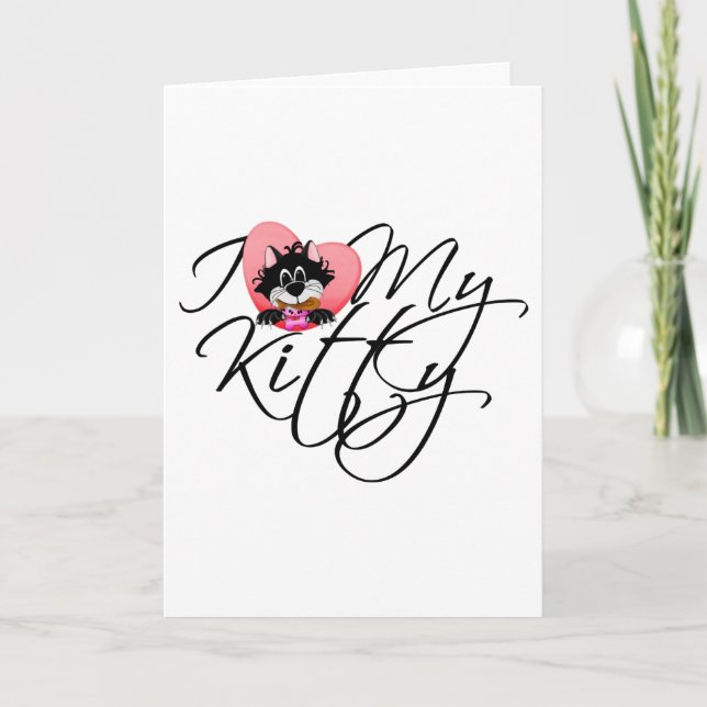 Pink I Love My Kitty Tshirts and Gifts Card (Front)