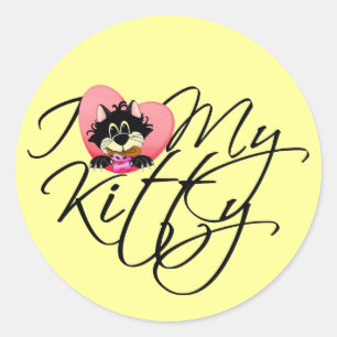 Pink I Love My Kitty Tshirts and Gifts Classic Round Sticker