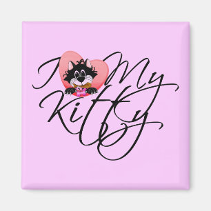 Pink I Love My Kitty Tshirts and Gifts Magnet