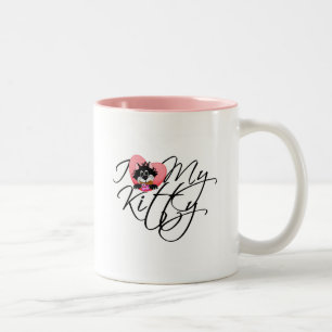 Pink I Love My Kitty Tshirts and Gifts Two-Tone Coffee Mug