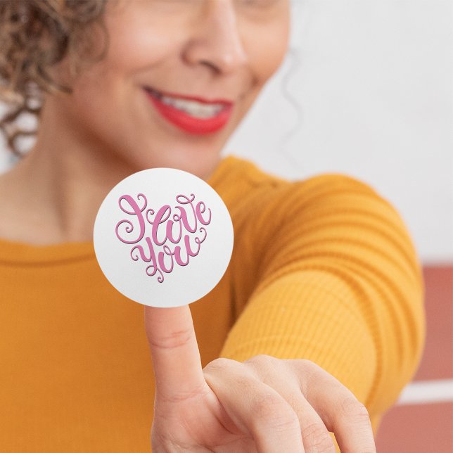Pink I Love You Classic Round Sticker (Creator Uploaded)