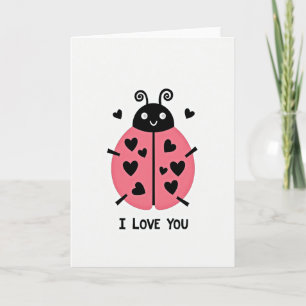 Pink I Love You Ladybug Card