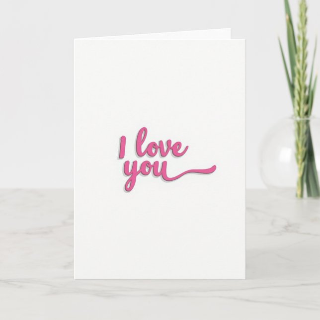 Pink I Love You Script Card (Front)
