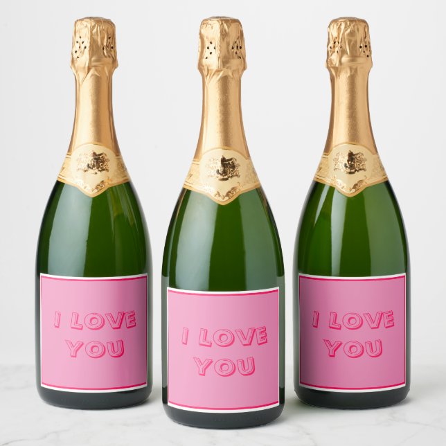 Pink I Love You Sparkling Wine Label (Bottles)