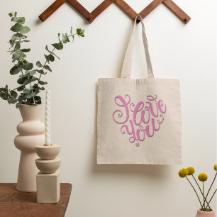 Pink I Love You Tote Bag