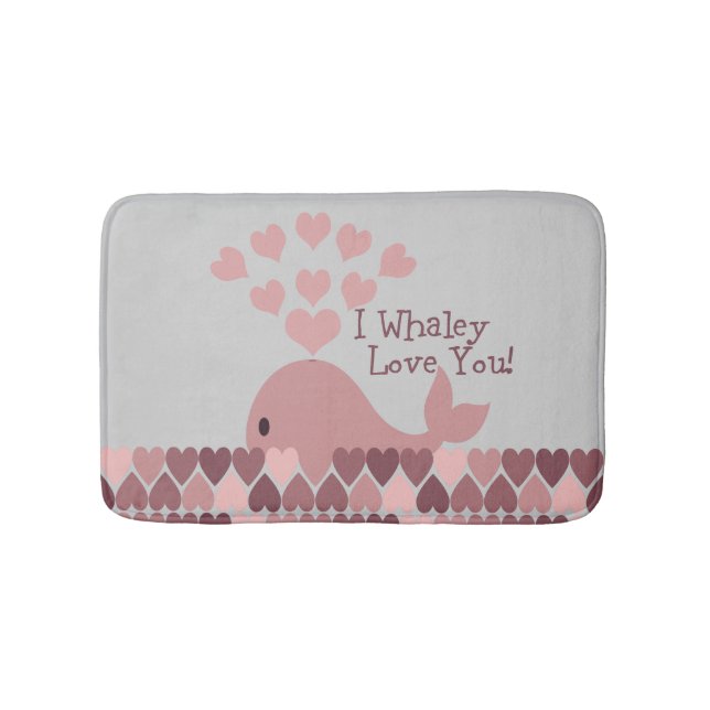 Pink I Whaley Love You! Bath Mat (Front)