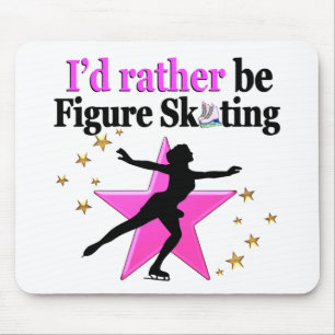 PINK I WOULD RATHER BE ICE SKATING DESIGN MOUSE PAD