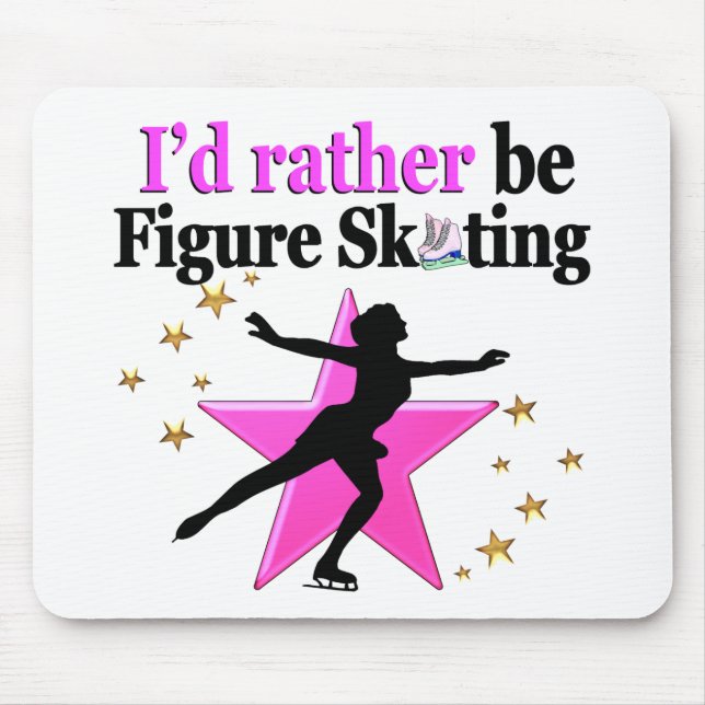 PINK I WOULD RATHER BE ICE SKATING DESIGN MOUSE PAD (Front)