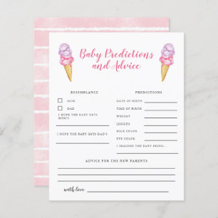 Pink Ice Cream Baby Predictions & Advice Card
