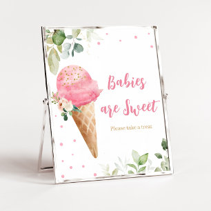 Pink Ice Cream Baby Shower Babies are Sweet Sign