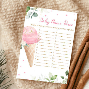 Pink Ice Cream Baby Shower Baby Name Race Game