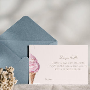 Pink Ice Cream Baby Shower Diaper Raffle Ticket Enclosure Card