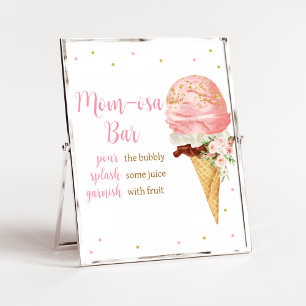 Pink Ice Cream Baby Shower Mom Osa Bar Poster