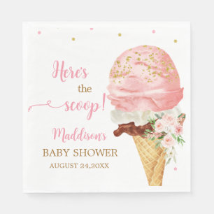 Pink Ice Cream Baby Shower Napkin
