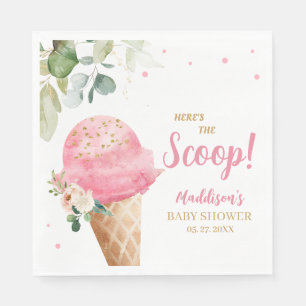 Pink Ice Cream Baby Shower Napkin