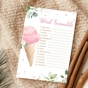 Pink Ice Cream Baby Shower Word Scramble Game