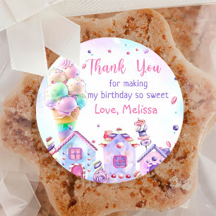 Pink Ice Cream Birthday Classic Round Sticker