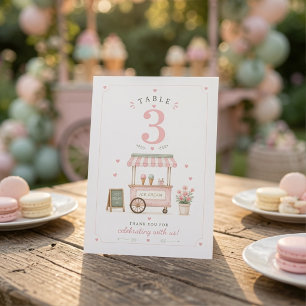 Pink Ice Cream Birthday Party Table Number