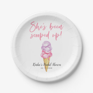 Pink Ice Cream Bridal Shower Paper Plate
